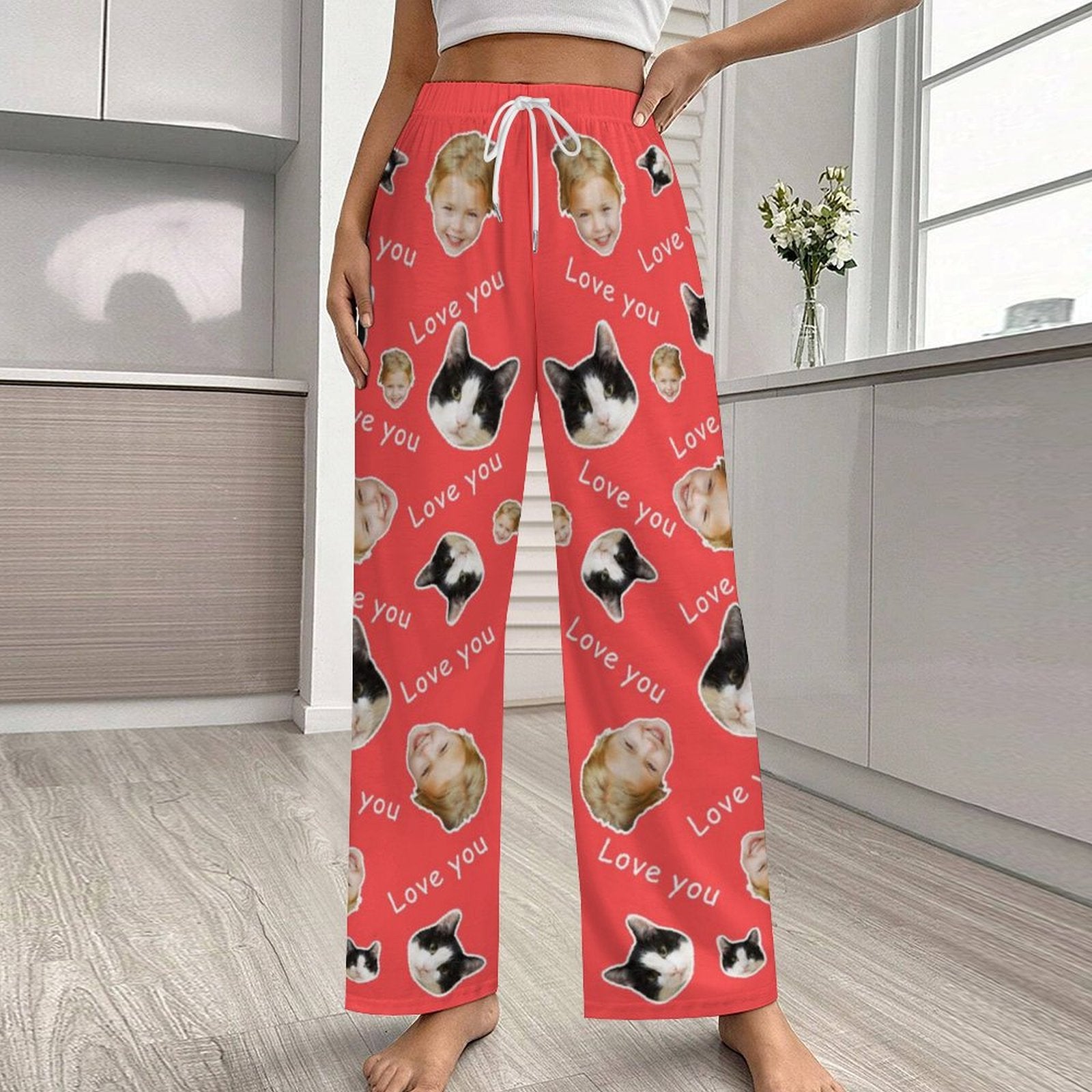 WEPRINTMEPajama PantsPersonalized Pet Pants Love You Face Pajama Pants
