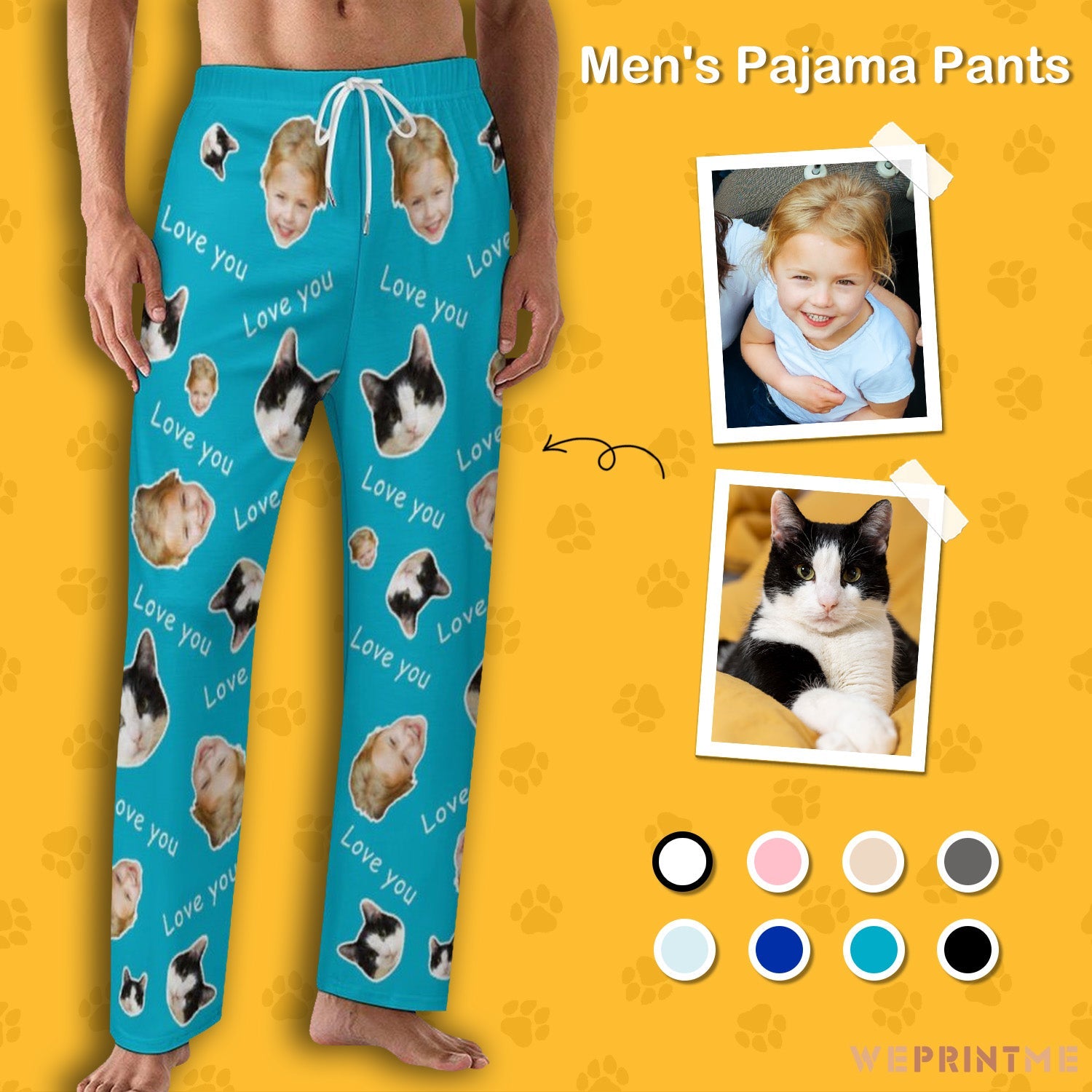WEPRINTMEPajama PantsPersonalized Pet Pants Love You Face Pajama Pants