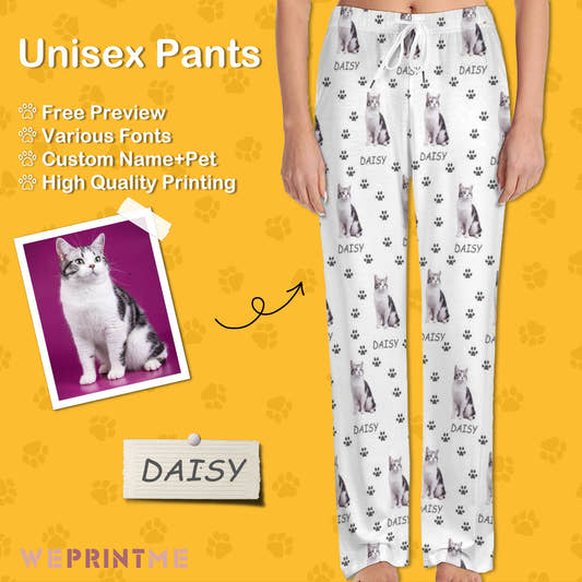 WePrintMePajama PantsPersonalized Pet Pants Pet Paws Path Unisex Pajama Pants