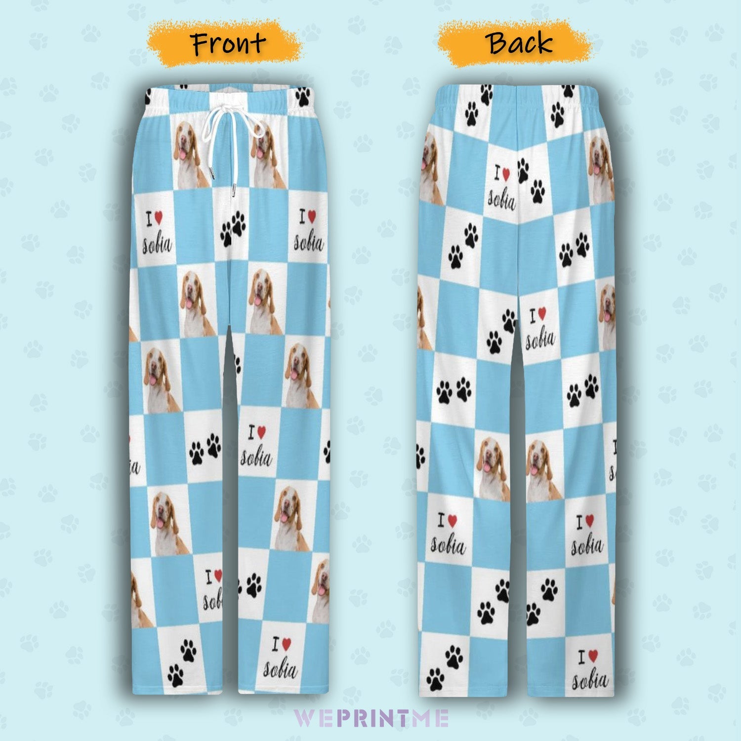 WEPRINTMEPajama PantsPersonalized Pet Pants Plaid and Paws Pajama Pants