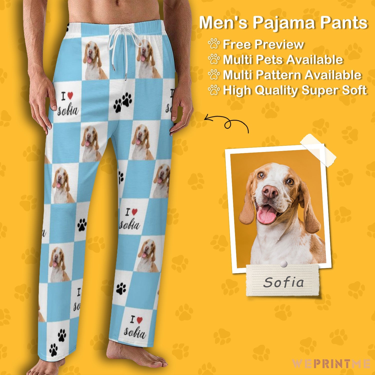 WEPRINTMEPajama PantsPersonalized Pet Pants Plaid and Paws Pajama Pants