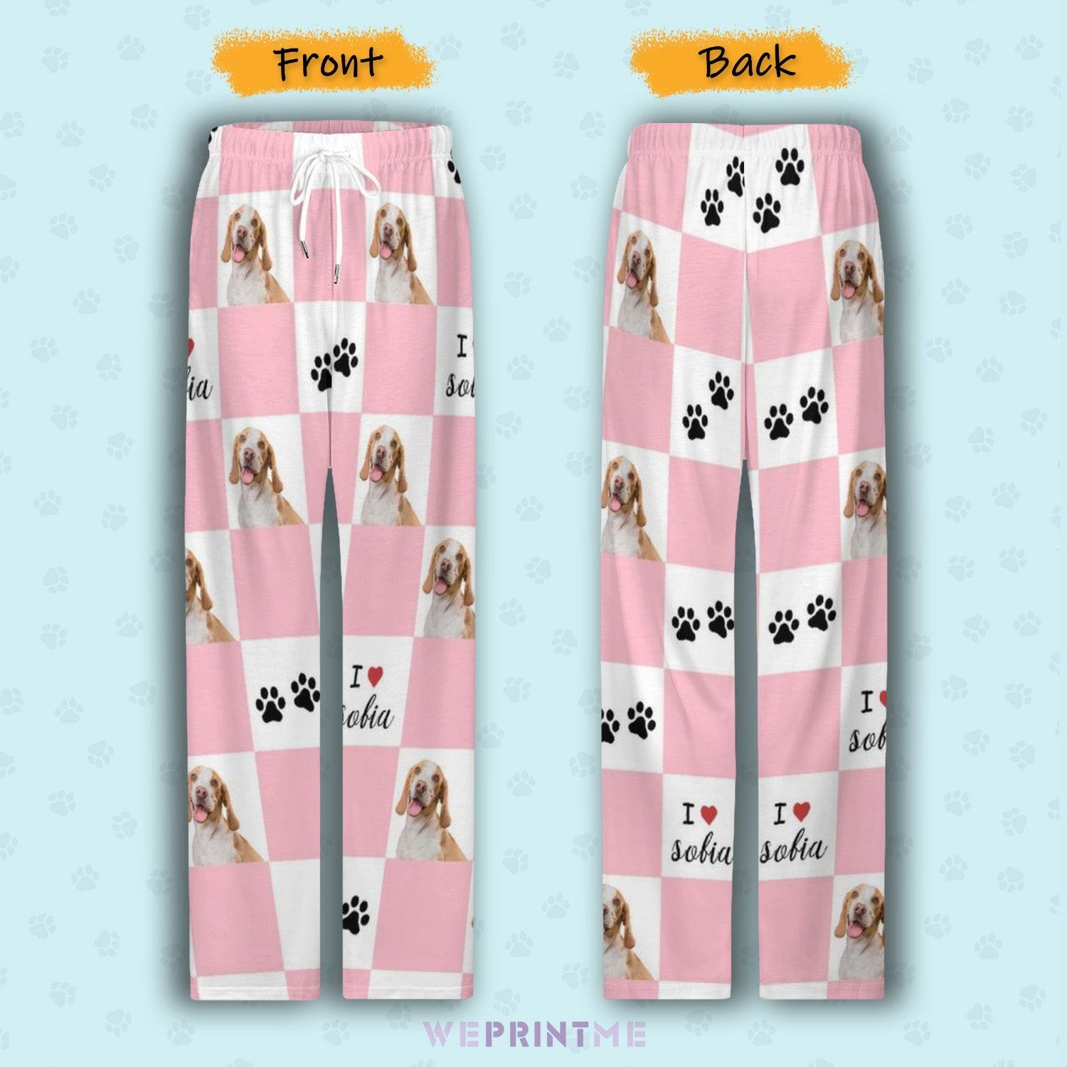 WEPRINTMEPajama PantsPersonalized Pet Pants Plaid and Paws Pajama Pants