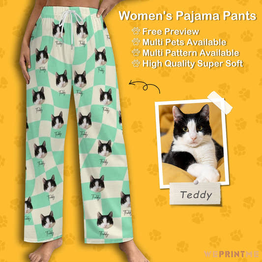 WePrintMePajama PantsPersonalized Pet Pants Twisted plaid Pajama Pants
