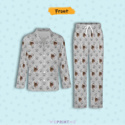 WEPRINTMEPajamasCustom Pet Face and Circle Name Men's Cotton Long Pajama Set