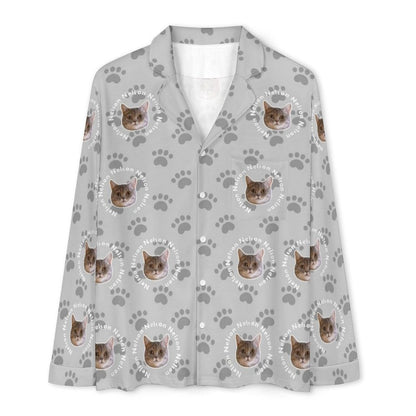 WEPRINTMEPajamasCustom Pet Face and Circle Name Men's Cotton Long Pajama Set