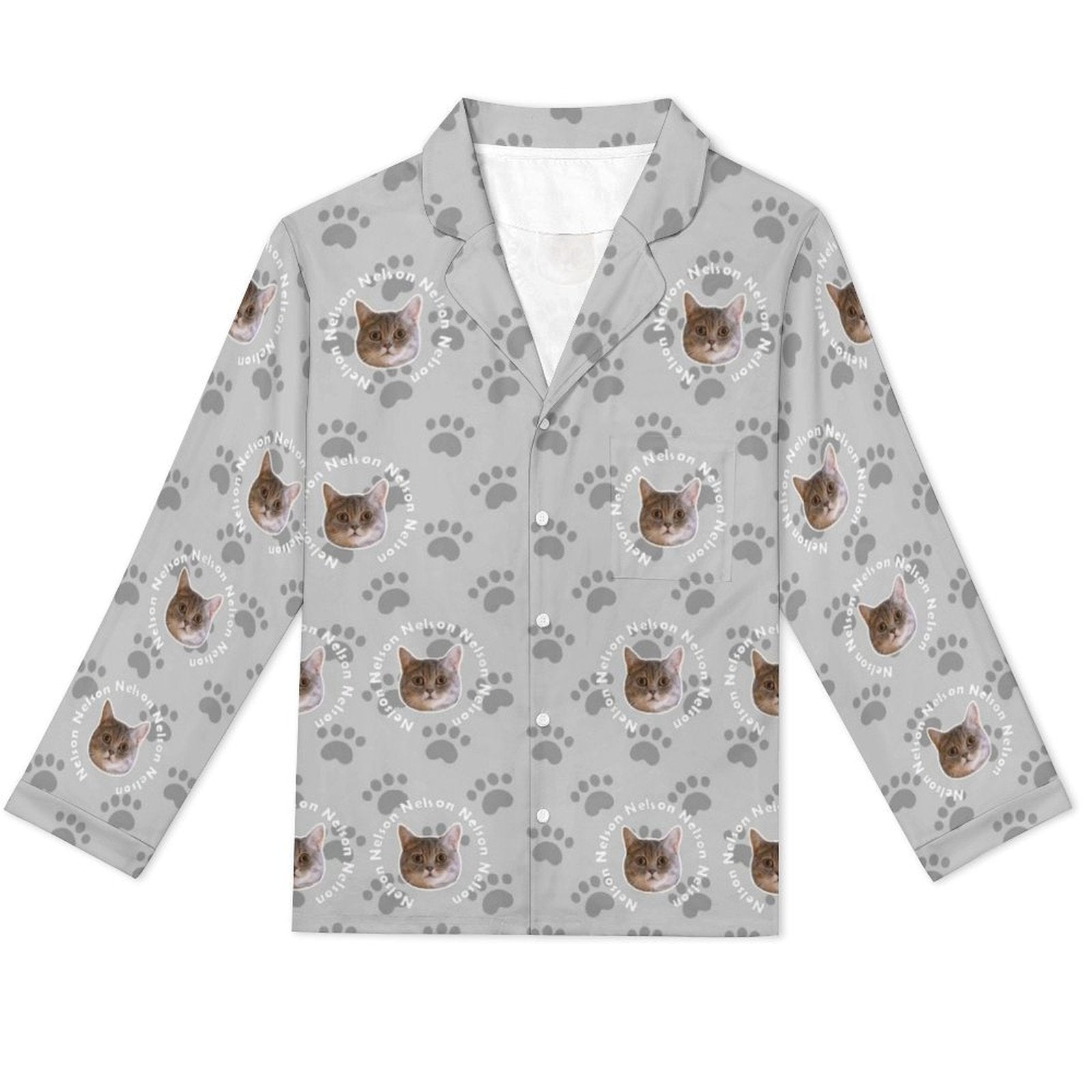 WEPRINTMEPajamasCustom Pet Face and Circle Name Men's Cotton Long Pajama Set