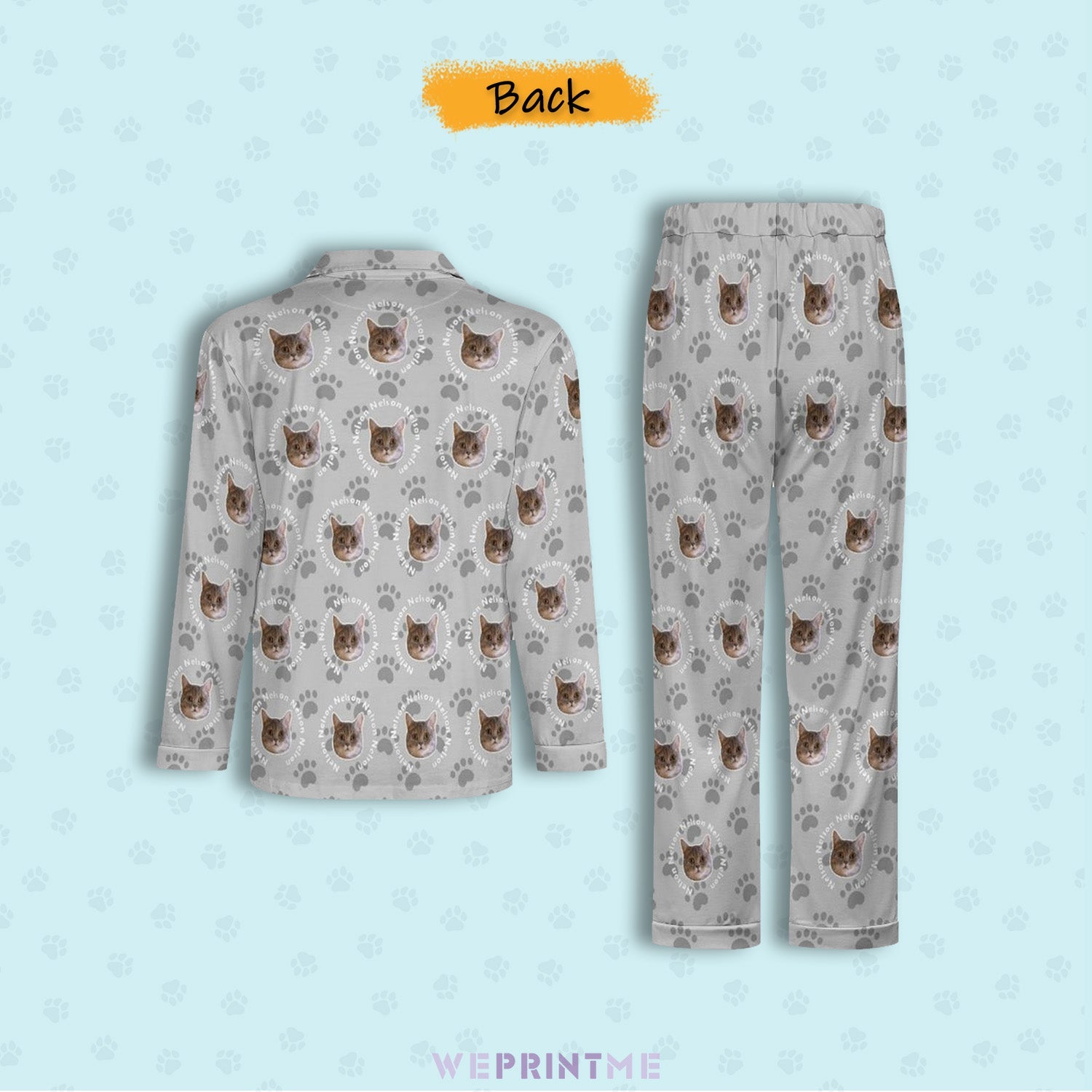 WEPRINTMEPajamasCustom Pet Face and Circle Name Men's Cotton Long Pajama Set