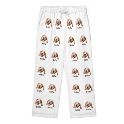 WEPRINTMEPajamasCustom Pet Face and Name Men's Cotton Long Pajama Set