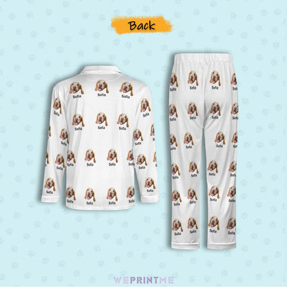 WEPRINTMEPajamasCustom Pet Face and Name Men's Cotton Long Pajama Set