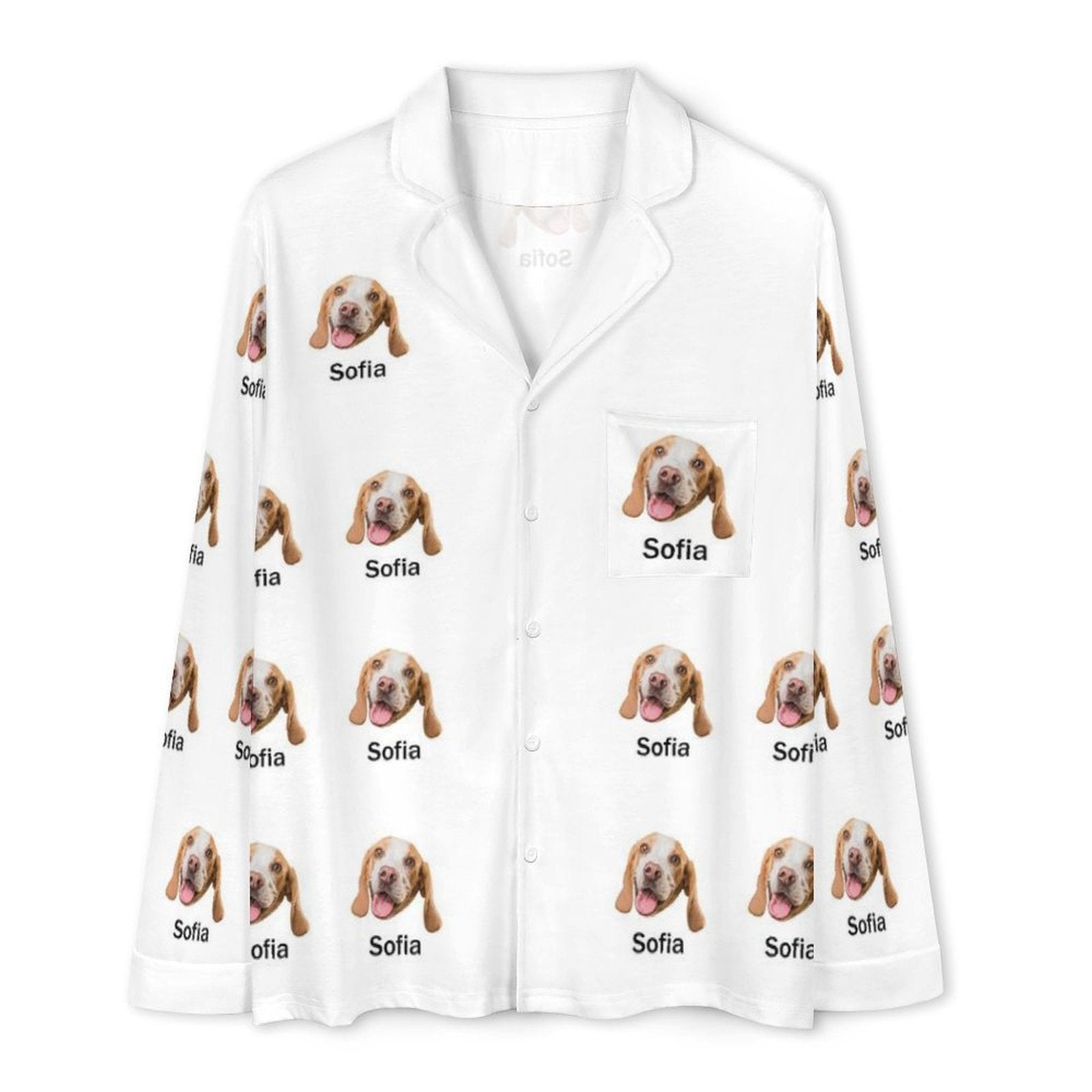 WEPRINTMEPajamasCustom Pet Face and Name Men's Cotton Long Pajama Set