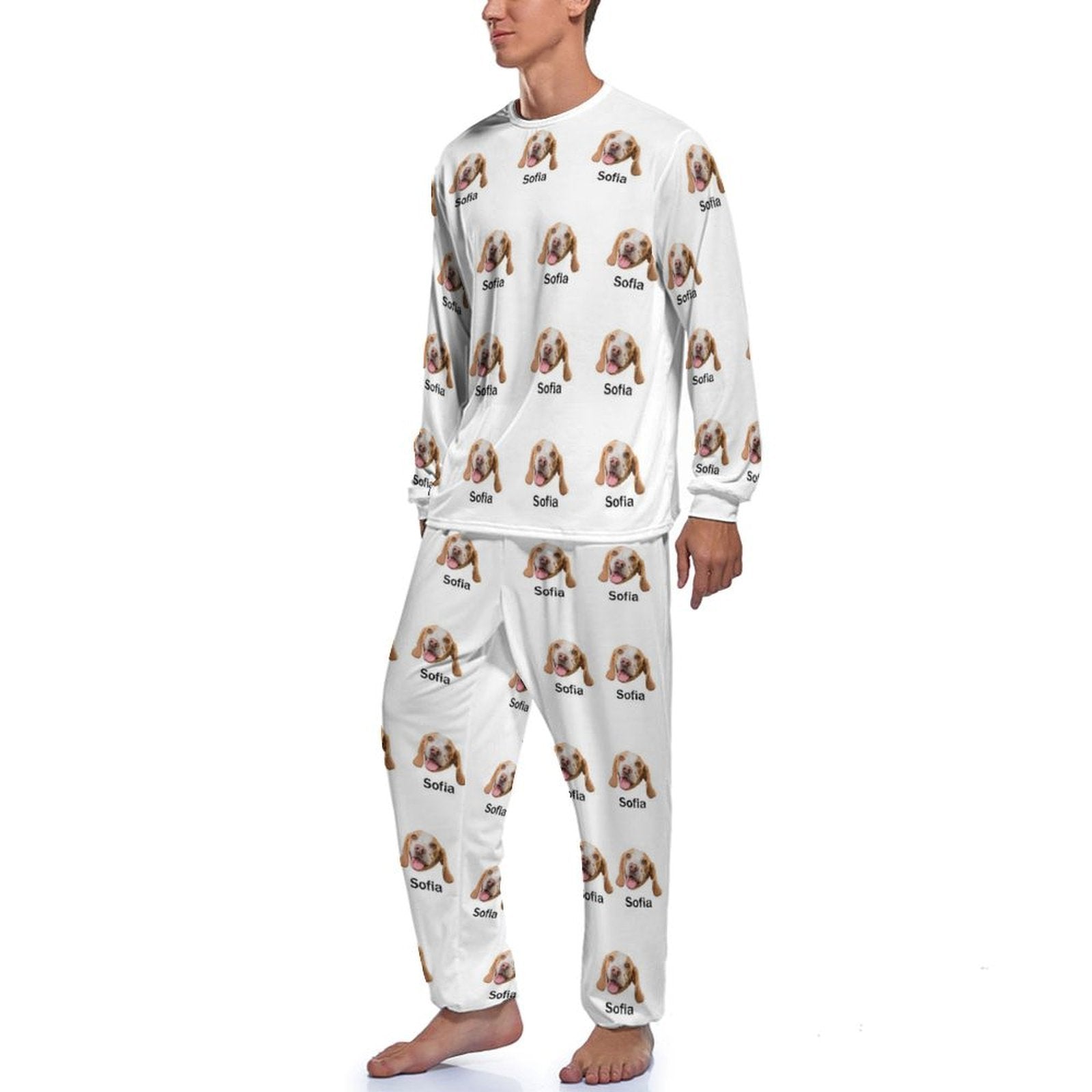 WEPRINTMEPajamasCustom Pet Face and Name Men's Long Pajama Set