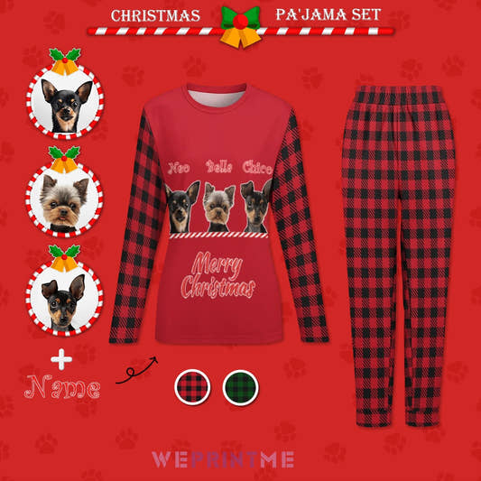 WePrintMePajamasCustom Pet Face Candy Pets Christmas Pajama Set