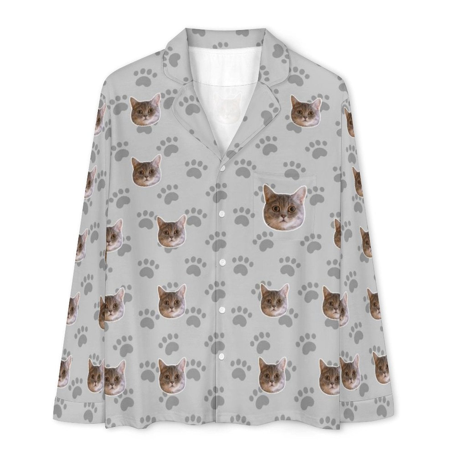 WEPRINTMEPajamasCustom Pet Face Men's Cotton Long Pajama Set