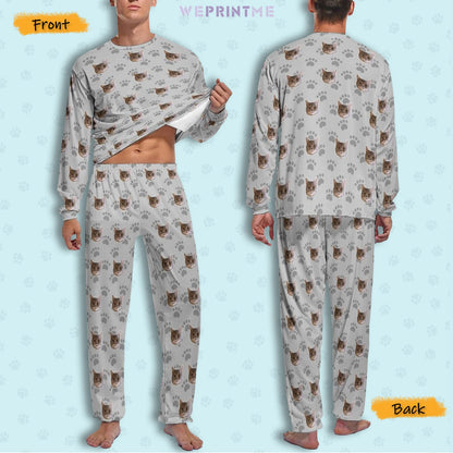 WEPRINTMEPajamasCustom Pet Face Men's Long Pajama Set