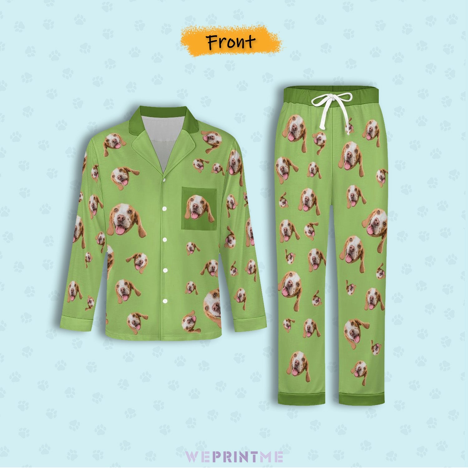 WEPRINTMEPajamasCustom Pet Face Pet Everywhere Men's Cotton Long Pajama Set