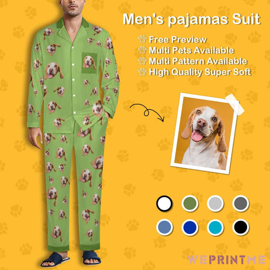 WePrintMePajamasCustom Pet Face Pet Everywhere Men's Cotton Long Pajama Set