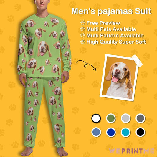 WePrintMePajamasCustom Pet Face Pet Everywhere Men's Long Pajama Set