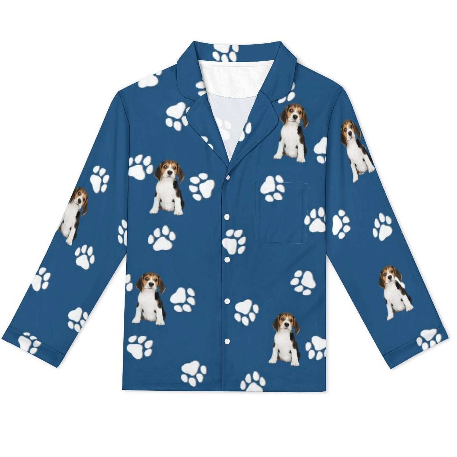 WEPRINTMEPajamasCustom Pet Face Pet Paws Men's Cotton Long Pajama Set