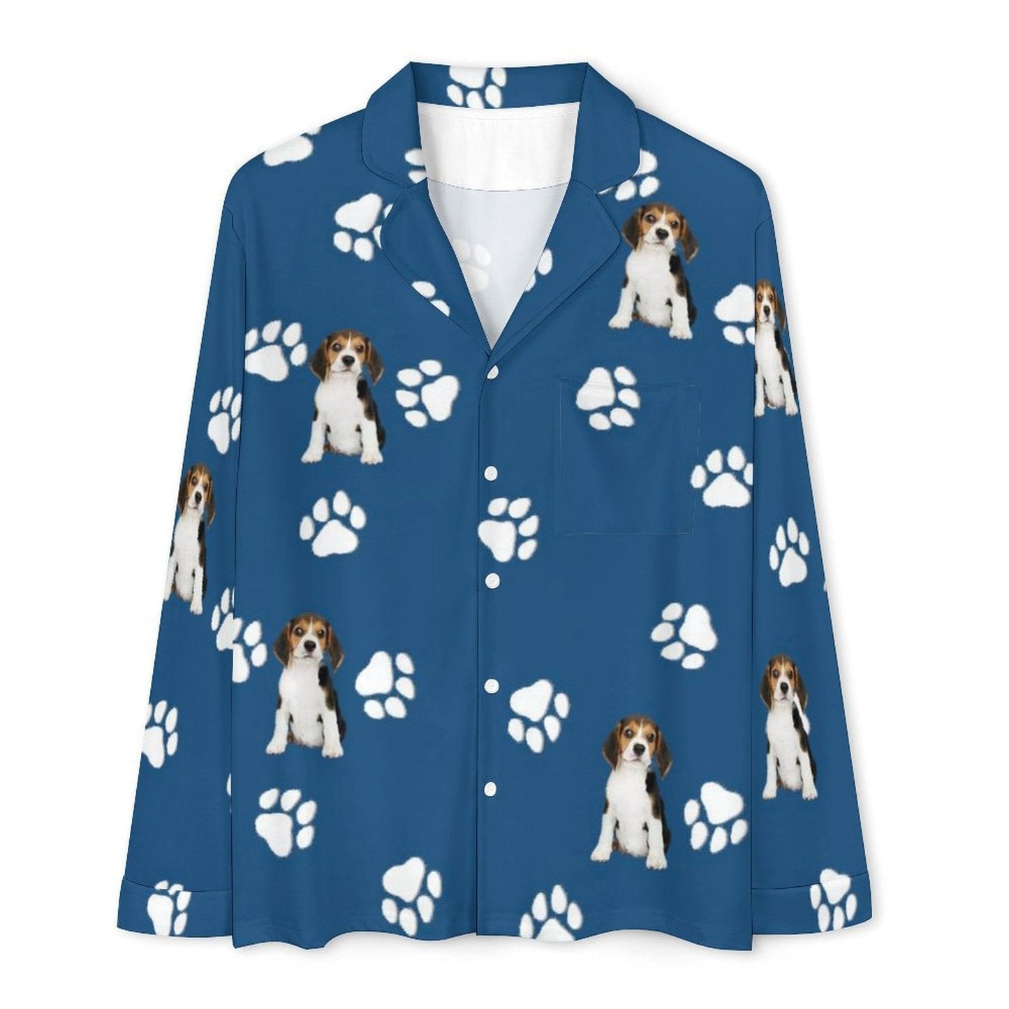 WEPRINTMEPajamasCustom Pet Face Pet Paws Men's Cotton Long Pajama Set