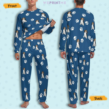 WEPRINTMEPajamasCustom Pet Face Pet Paws Men's Long Pajama Set