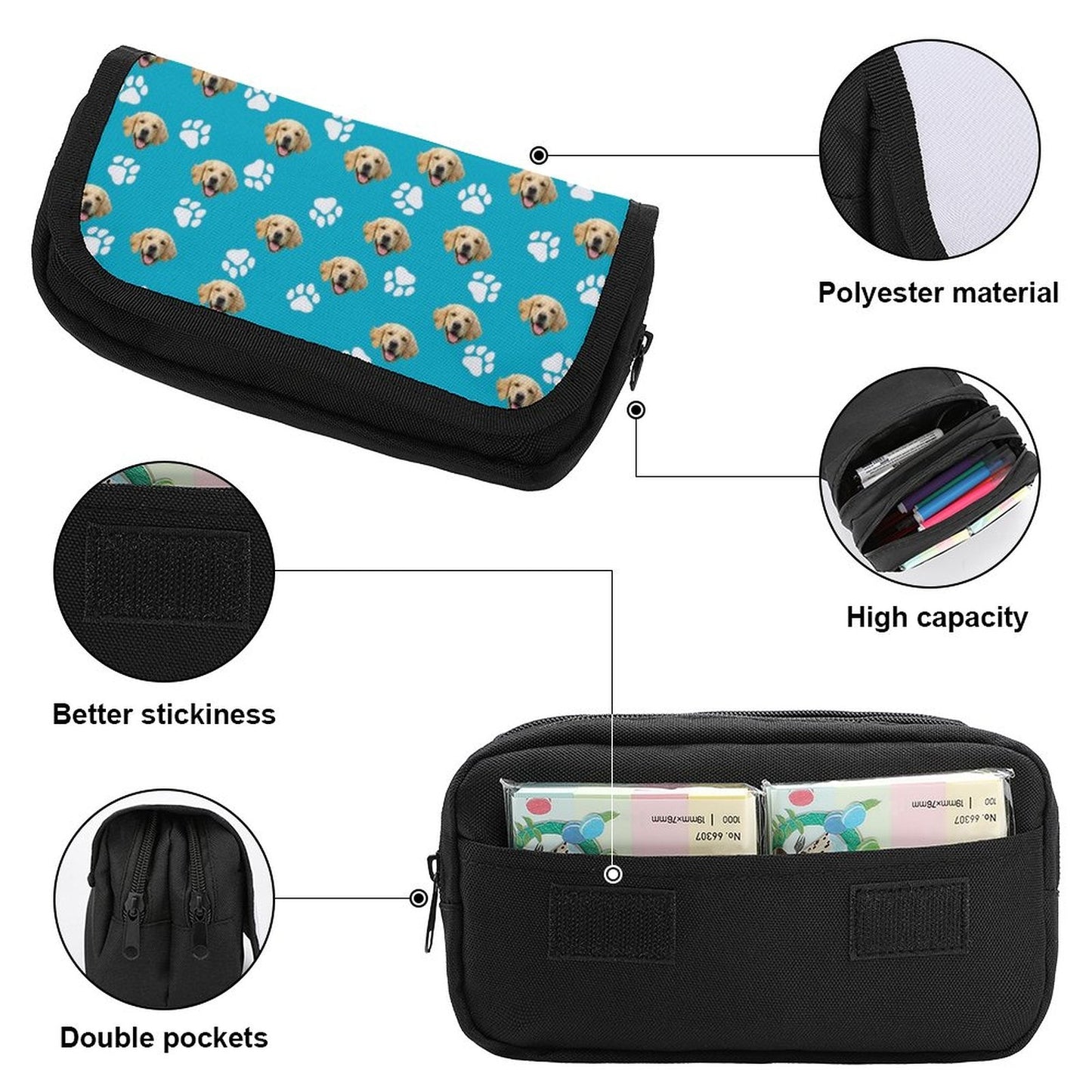 WEPRINTMEPen CaseCustom Pet Face Double Pencil Case