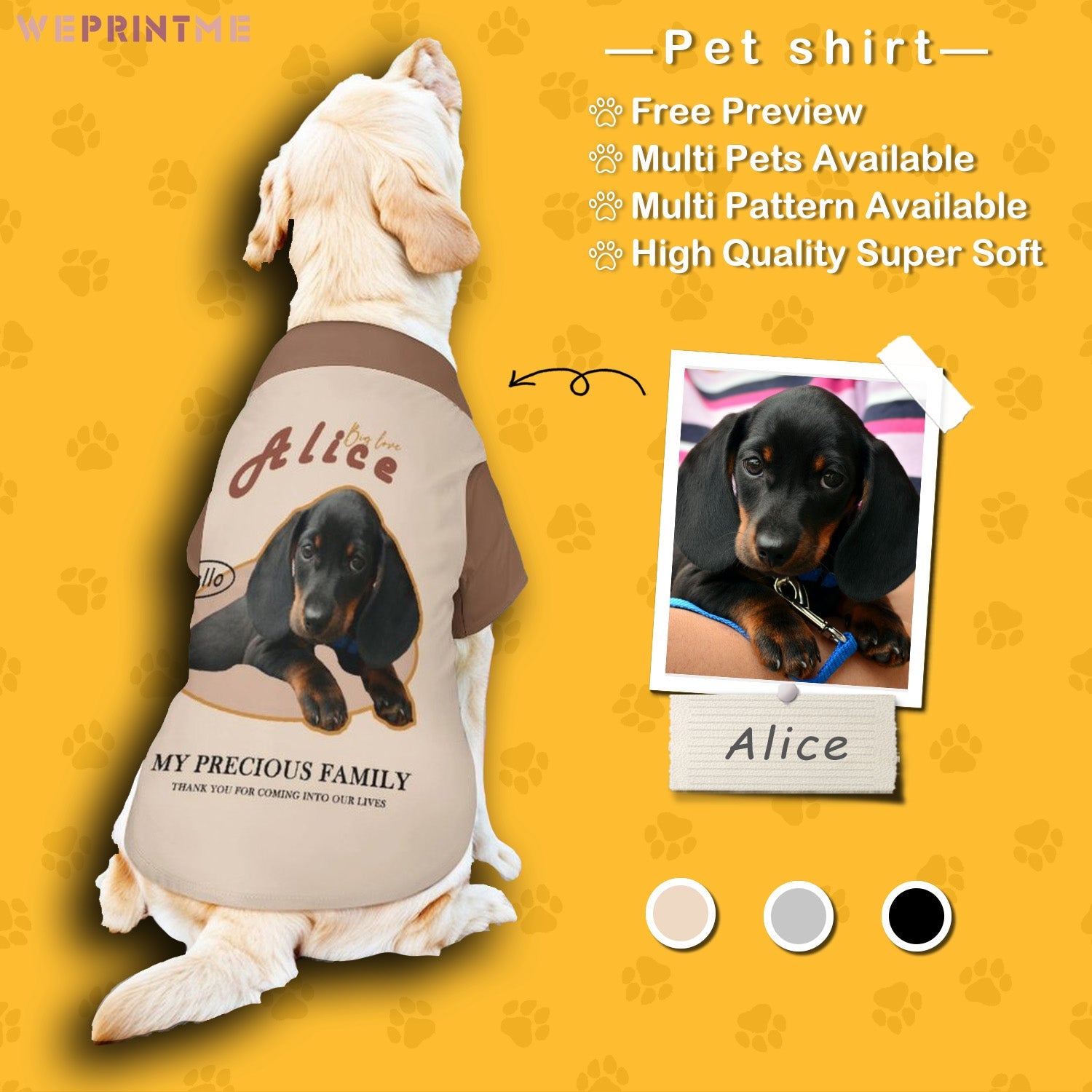 WEPRINTMEPet ClothesCustom Face Pet Shirt Precious Family Pet Costume