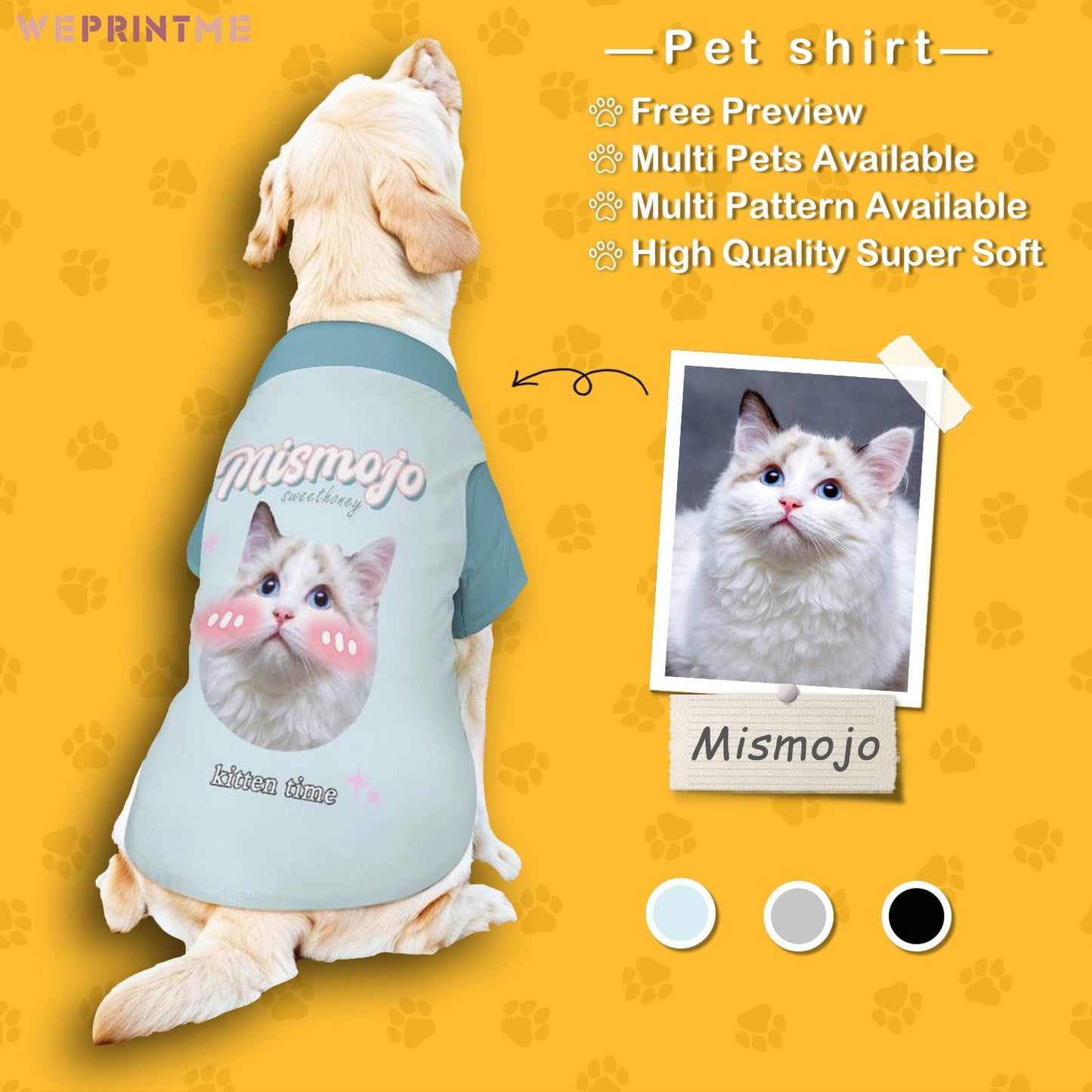 WEPRINTMEPet ClothesCustom Face Pet Shirt Sweethoney Pet Costume