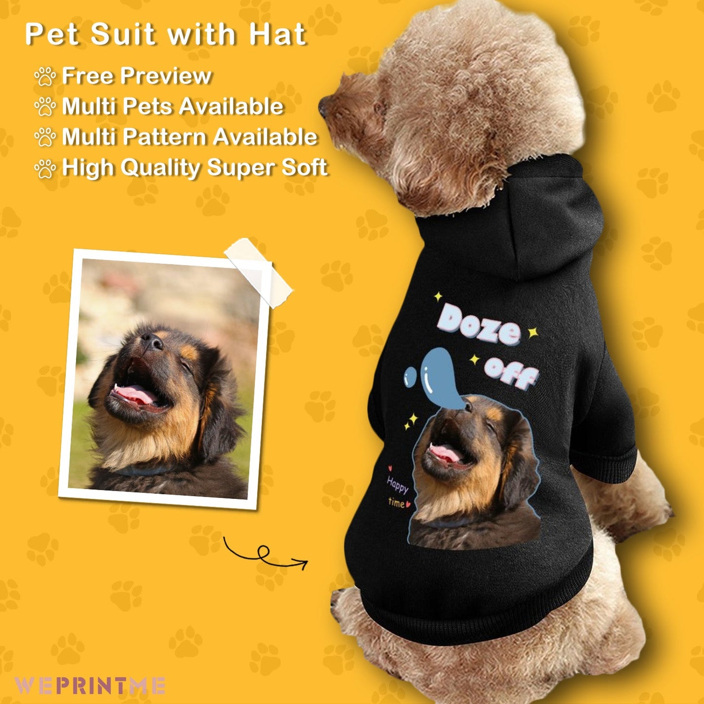 WEPRINTMEPet ClothesCustom Pet Hoodie Dozz off Pet Costume