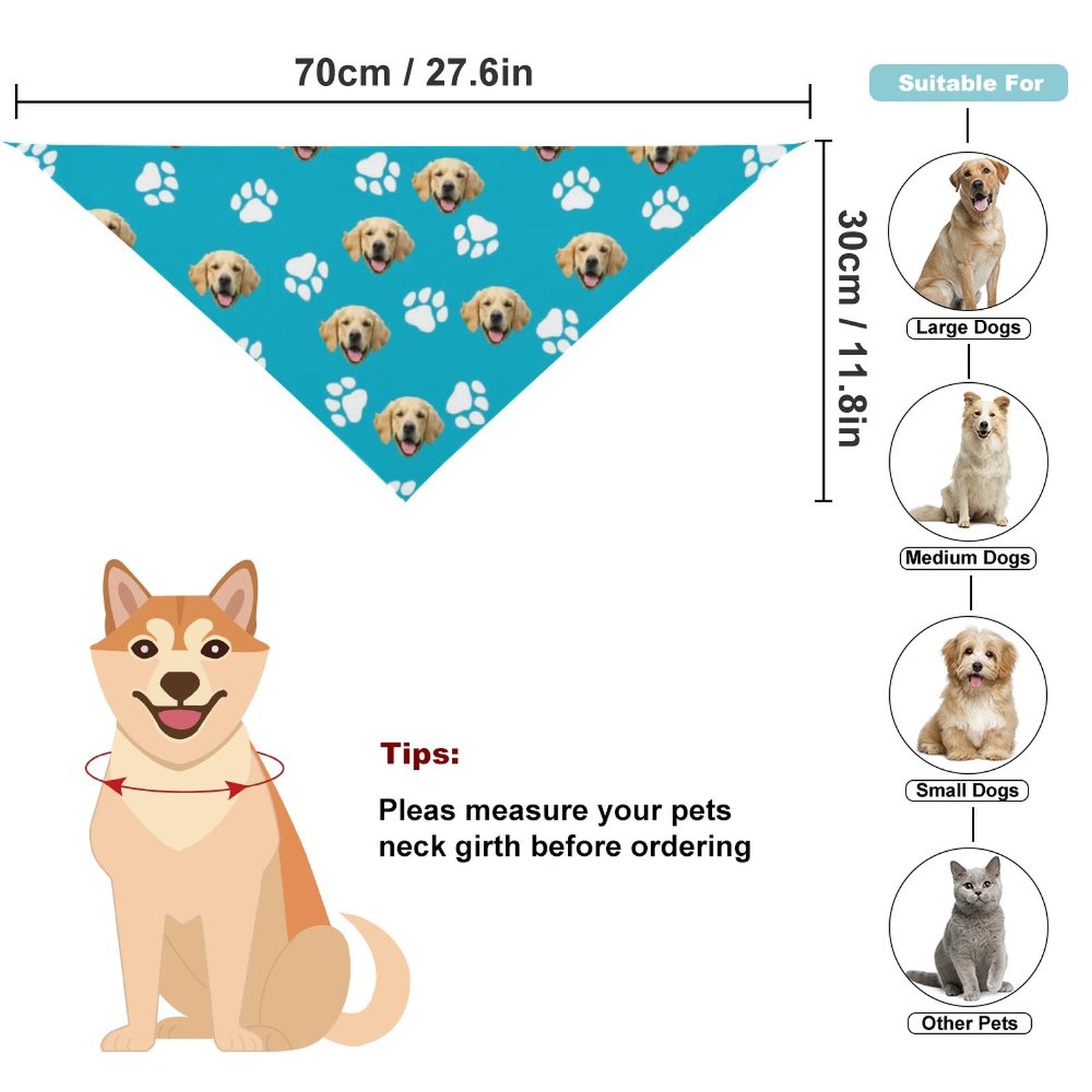 WEPRINTMEPet ScarfCustom Pet Face Pet Scarf