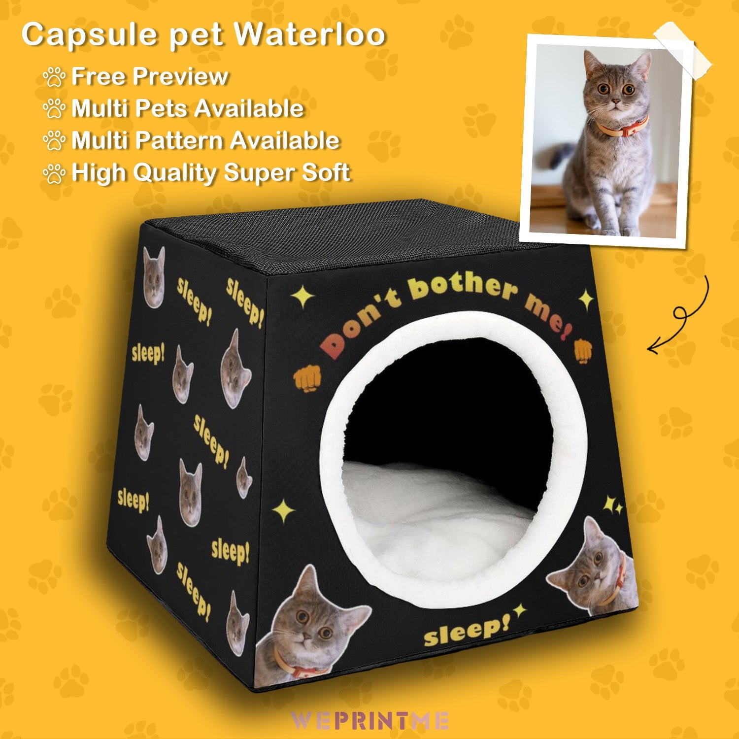 WEPRINTMEPet SuppliesCustom Capsule Pet Waterloo Don't Bother Me Face Pet House