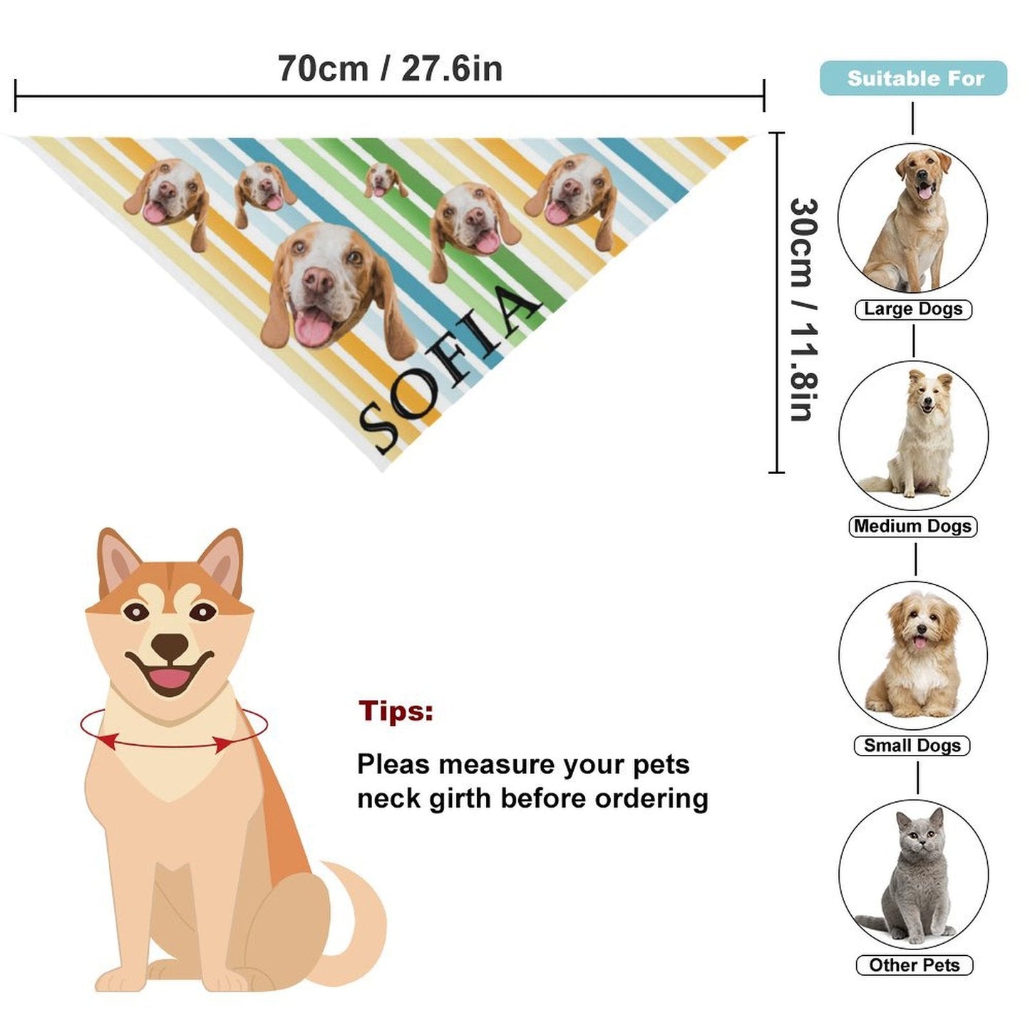 WEPRINTMEPet SuppliesCustom Pet Scarf Face Dog Bandana