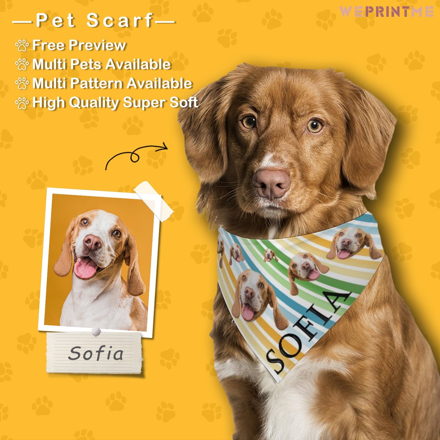 WEPRINTMEPet SuppliesCustom Pet Scarf Face Dog Bandana