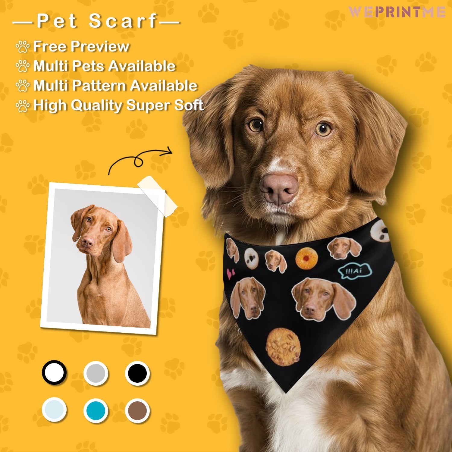WEPRINTMEPet SuppliesCustom Pet Scarf Personalized Dog Bandana