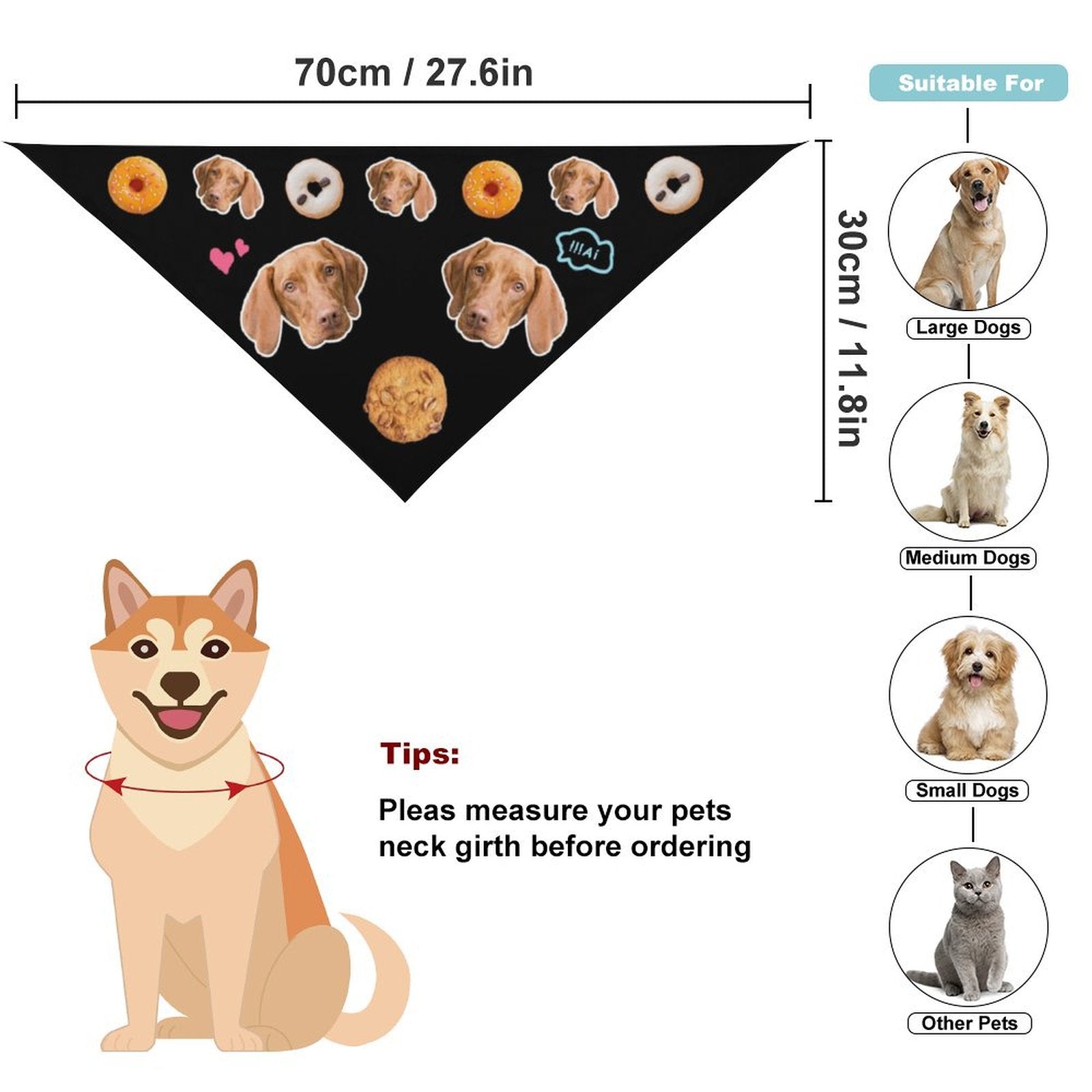 WEPRINTMEPet SuppliesCustom Pet Scarf Personalized Dog Bandana