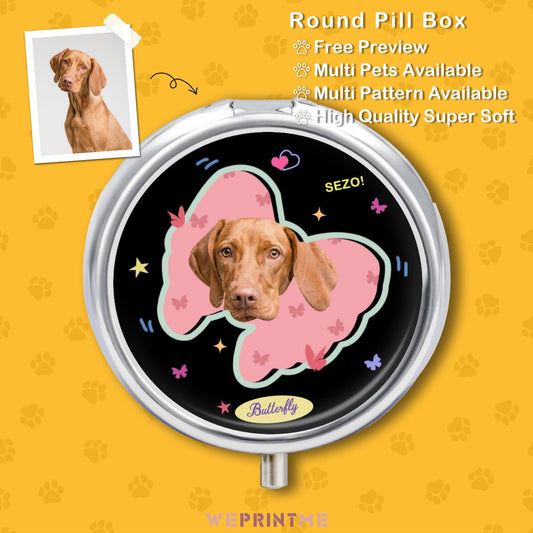 WEPRINTMEPill BoxCustom Pet Face Butterfly Round Pill Box
