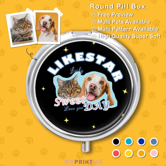 WePrintMePill BoxCustom Pet Face Like Star Round Pill Box