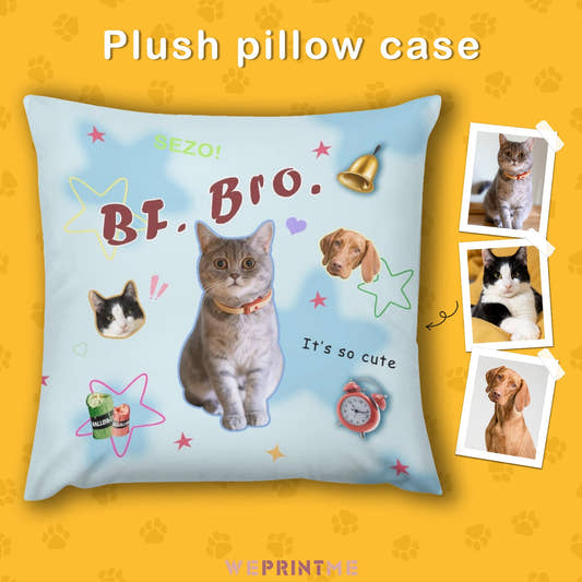 WePrintMePillowCustom Pet Face Blue Star Pillow Case