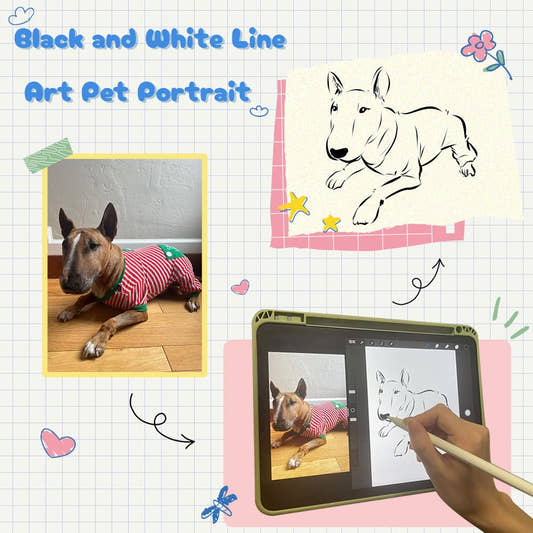WePrintMePortraitBlack and White Line Art Pet Portait
