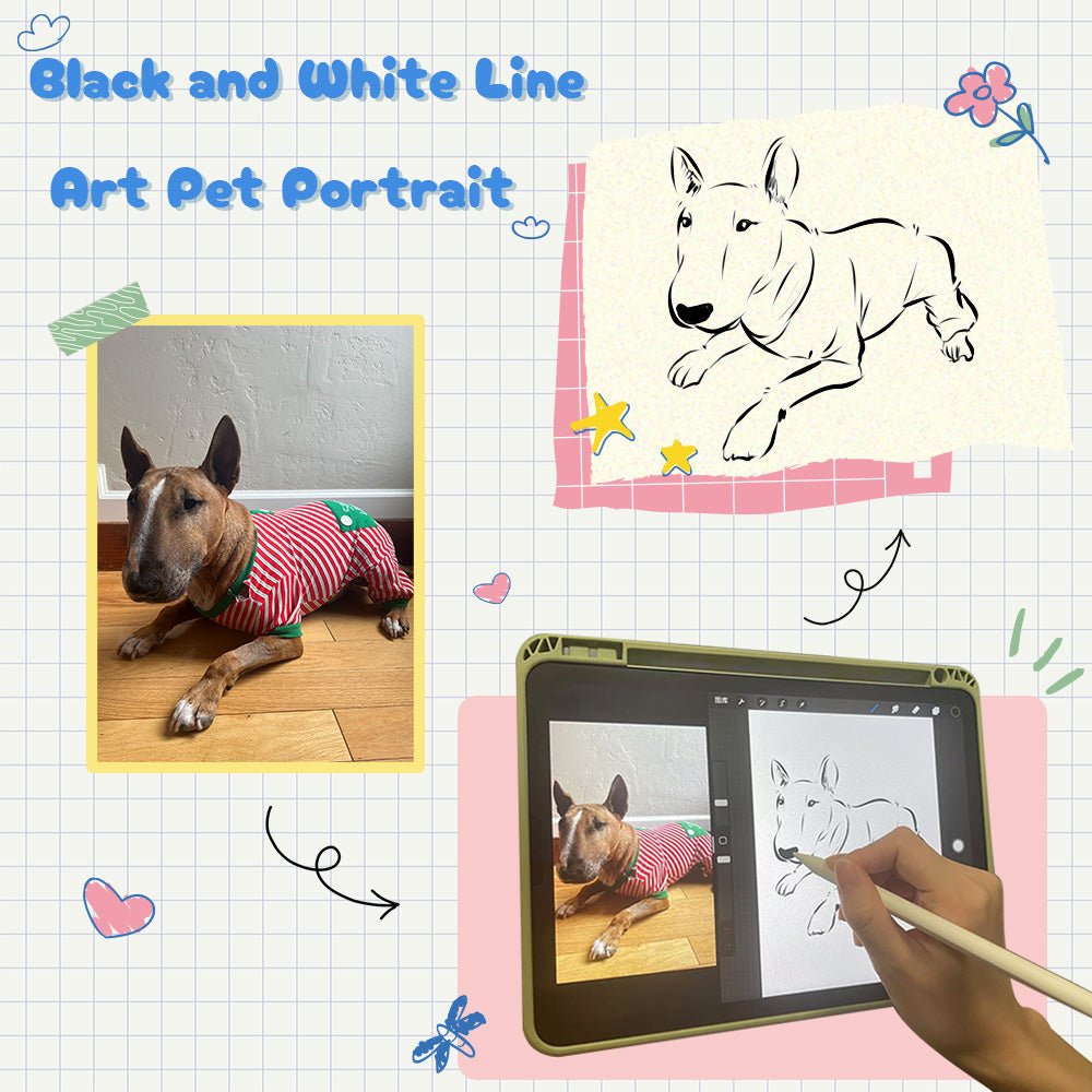 WEPRINTMEPortraitBlack and White Line Art Pet Portait