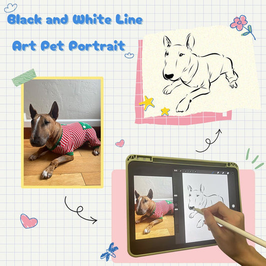 WEPRINTMEPortraitBlack and White Line Art Pet Portait