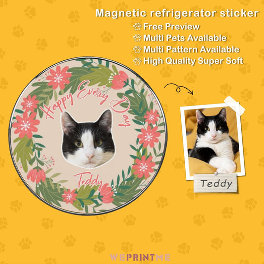 WEPRINTMERefrigerator MagnetsCustom Pet Face and Name Flowerly Refrigerator Magnets