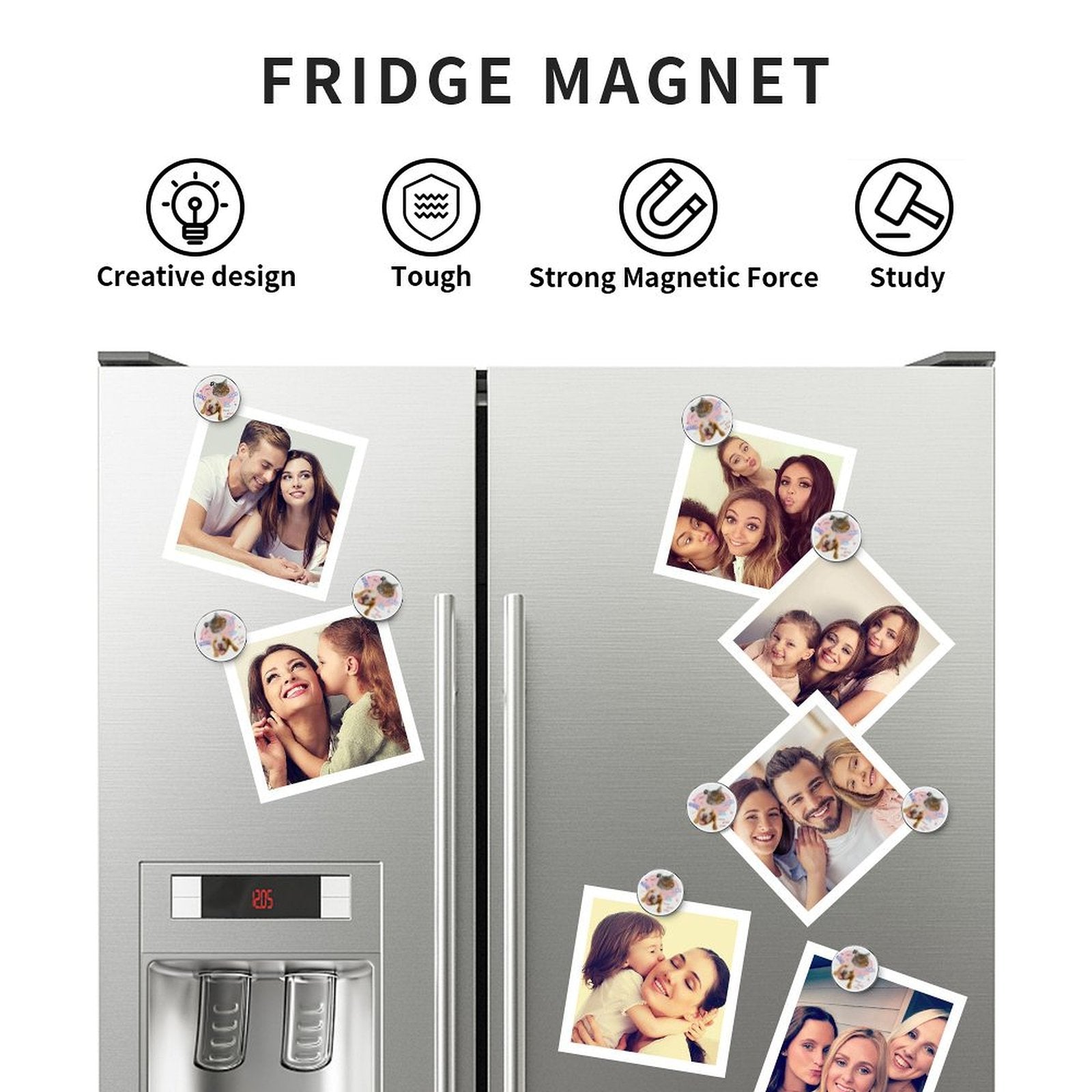 WEPRINTMERefrigerator MagnetsCustom Pet Face and Name Heart Refrigerator Magnets