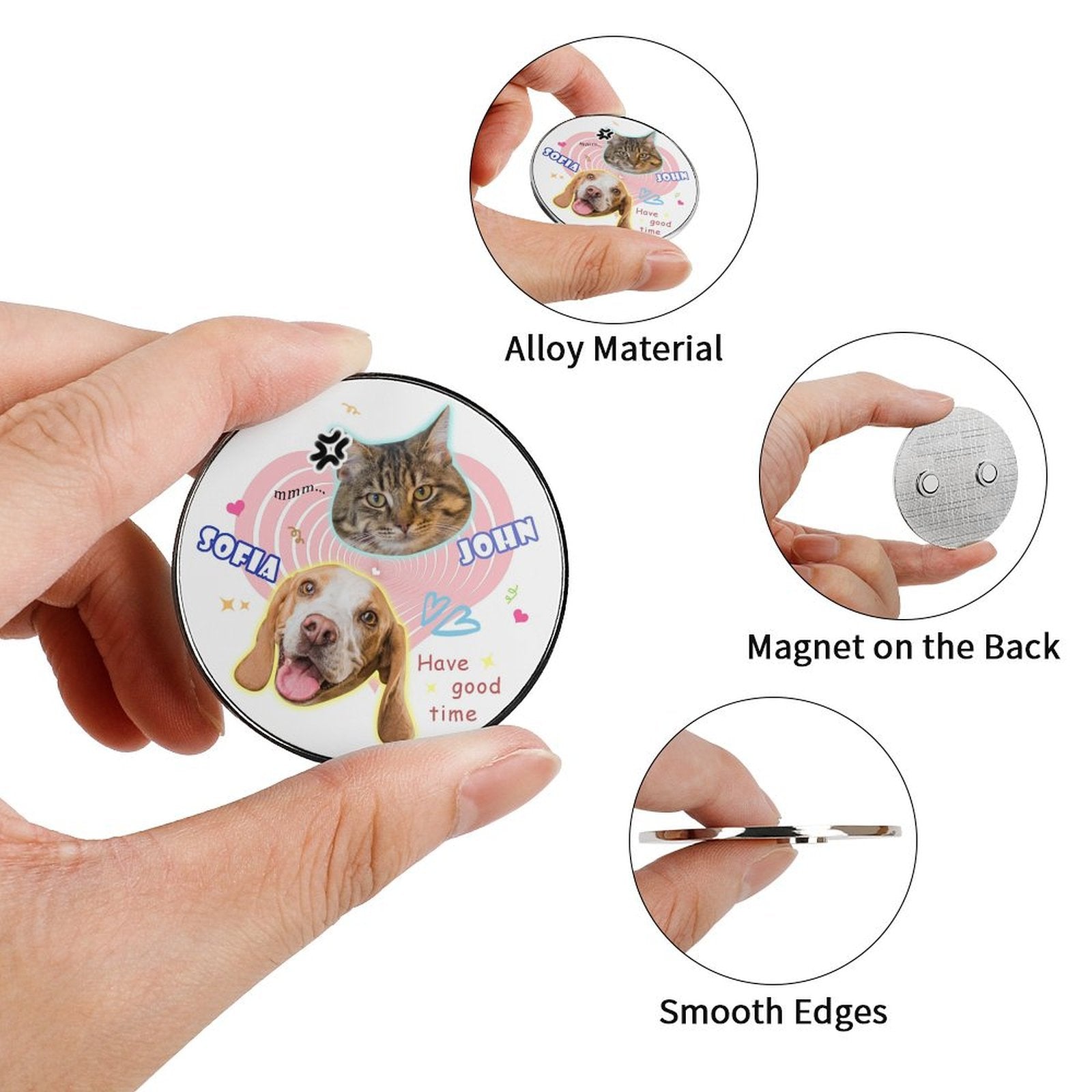 WEPRINTMERefrigerator MagnetsCustom Pet Face and Name Heart Refrigerator Magnets