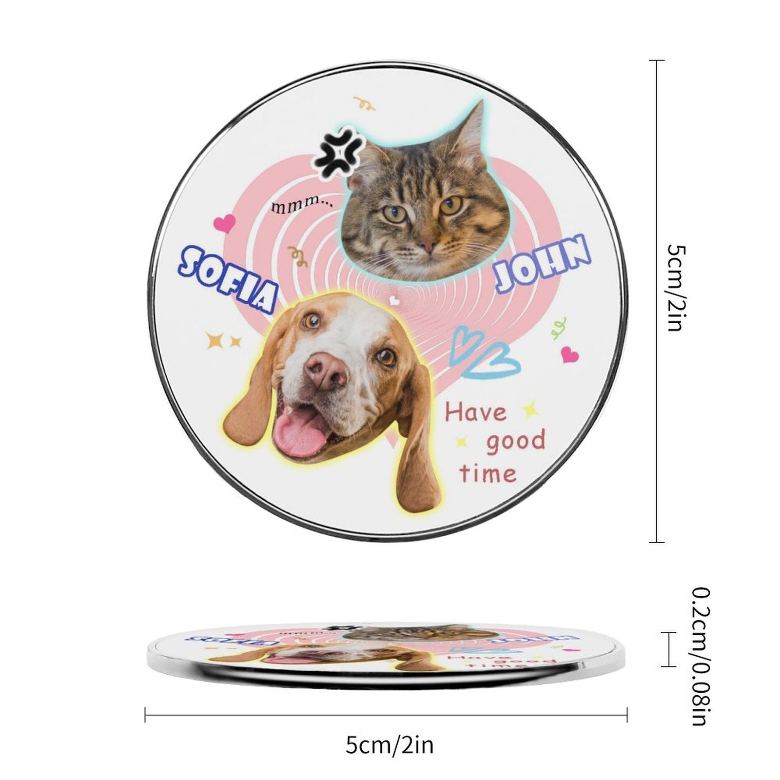 WEPRINTMERefrigerator MagnetsCustom Pet Face and Name Heart Refrigerator Magnets