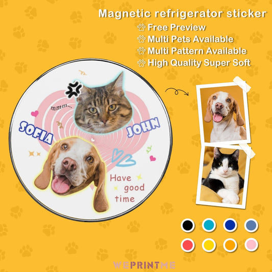WEPRINTMERefrigerator MagnetsCustom Pet Face and Name Heart Refrigerator Magnets