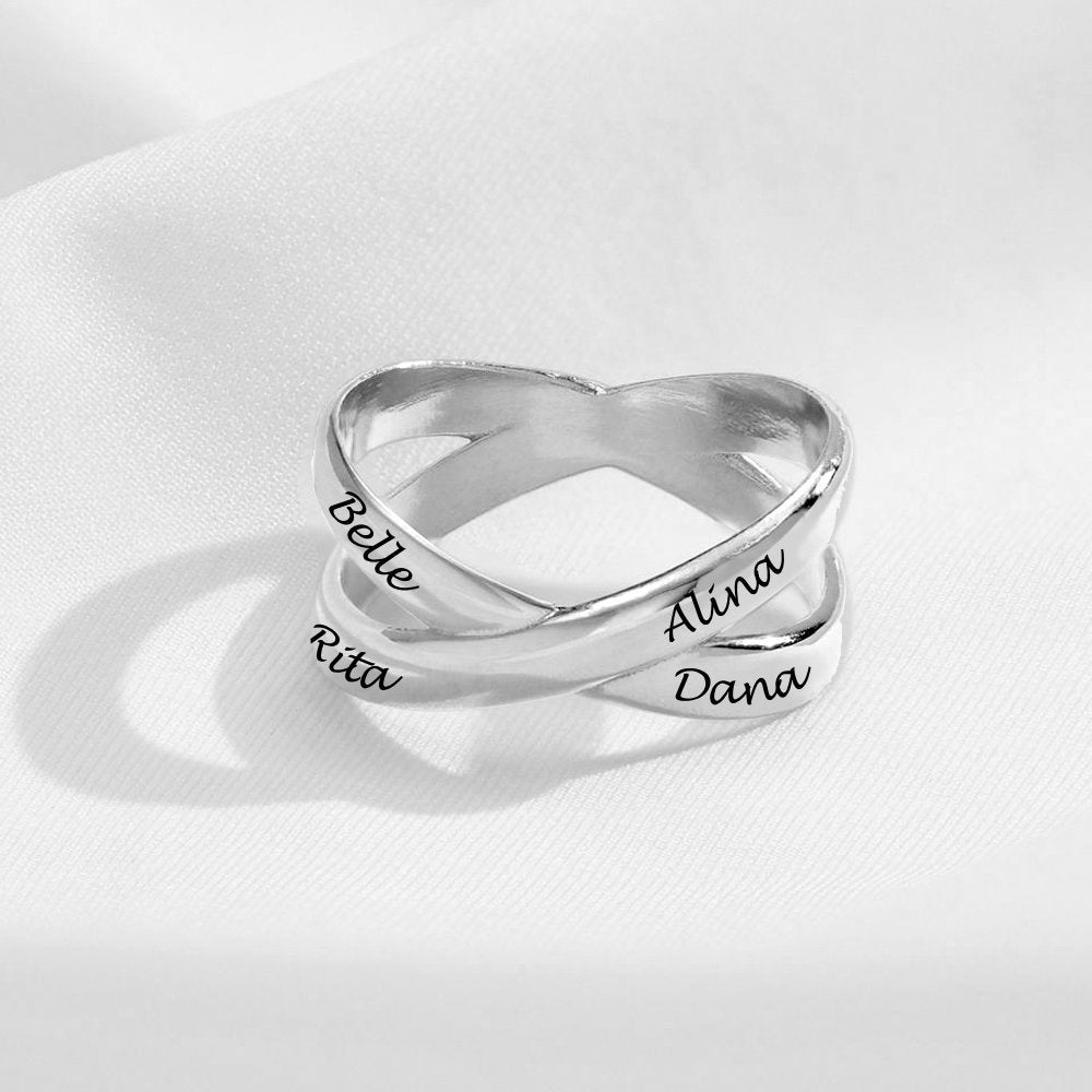 WEPRINTMERingCustom Four Text Cross Ring