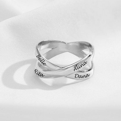 WEPRINTMERingCustom Four Text Cross Ring