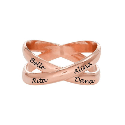 WEPRINTMERingCustom Four Text Cross Ring