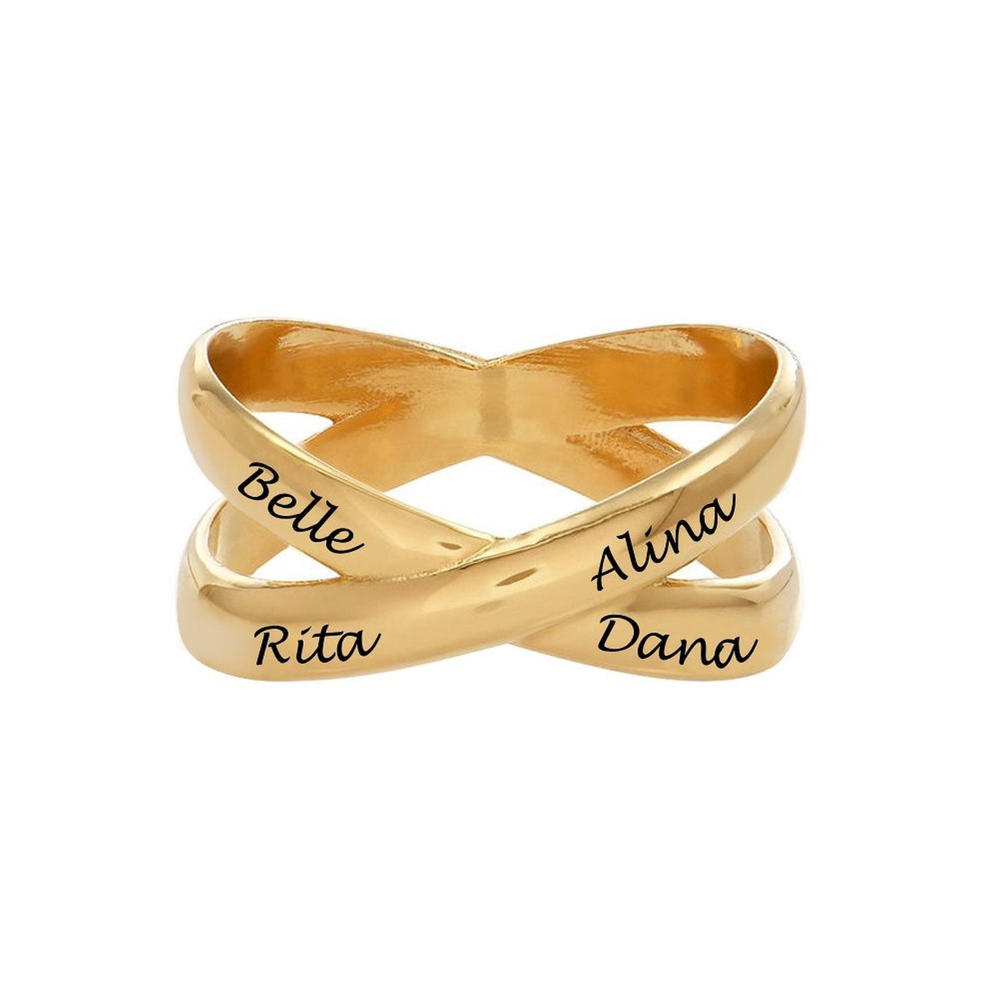 WEPRINTMERingCustom Four Text Cross Ring