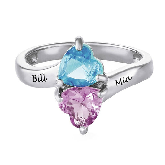 WEPRINTMERingCustom Name Heart Shaped Birthstone Ring